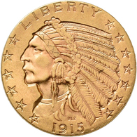 Vereinigte Staaten Von Amerika - Anlagegold: 5 Dollars 1915 (Half Eagle - Indian Head), KM# 129, Fri - Andere & Zonder Classificatie