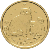 Insel Man - Anlagegold: Elizabeth II: 1952-,: 1/10 Crown 2007, Ragdoll Katze Mit Katzenkindern. KM# - Sonstige – Europa