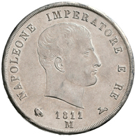 Italien: Napoleon I. 1805-1814: 5 Lire 1811 M (Mailand). Davenport 202, Pagani 29, Montenegro 225. 2 - 1861-1878 : Victor Emmanuel II.