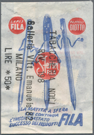Italien: Lot 2 Stück Briefmarkennotgeld; "Tabaccheria Noli RIV. 1998 Galleria Vitt. Emanuele 82, Mil - 1861-1878 : Victor Emmanuel II.