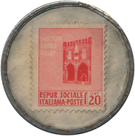 Italien: Lot 2 Stück; Briefmarken-Kapsel-Geld "Ferro China Bisleri - Farmacia Crosetti", Zu 20 Und Z - 1861-1878 : Victor Emmanuel II.