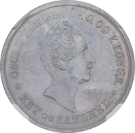 Norwegen: Oskar I. 1844-1859: 24 Skilling 1845, KM# 315.1, In NGC-Holder AU Details, Rev. Damage, Wu - Noorwegen