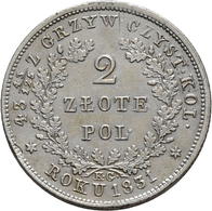 Polen: 2 Zloty 1831, Warschau, Gumowski 2538, Kopicki 2748, Kl. Kratzer, Fast Vorzüglich. - Poland