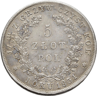 Polen: Freiheitskampf 1830-1831: 5 Zlotych 1831 KG, Warschau, Bitkin 2, 15,47 G, Min. Justiert, Sehr - Polen