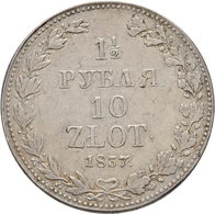 Polen: Nikolaus I., 1825-1855: Lot 2 Stück; 1½ Rubel (10 Zlotych) 1837 MW, Bitkin 113 Und ¾ Rubel (5 - Pologne