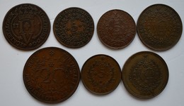 Portugal: Azoren: Kleines Lot 7 Münzen 5-20 Reis 1751-1901. - Portugal