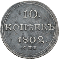 Russland: Alexander I. 1801-1825: 10 Kopeken 1802, St. Petersburg, 1,93 G, Bitkin 59, Fast Sehr Schö - Russie