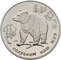 Russland: 3 Rubel 1993, Serie Wildlife (Bedrohte Tierwelt) Braunbär, KM# Y 409. 34,7 G, 900/1000 Sil - Russia