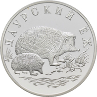 Russland: Serie Wildlife (Bedrohte Tierwelt), Lot 3 Münzen Zu 1 Rubel 1999: Igel (KM# Y 641), Otter - Russia