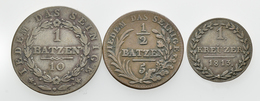 Schweiz: Appenzell-Ausserrhoden: Lot 3 Stück; 1 Batzen 1816, 1/2 Batzen 1816, 1 Kreuzer 1813, Sehr S - Other & Unclassified