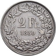 Schweiz: Eidgenossenschaft: 2 Franken 1850 A, HMZ 2-1201a, Kleine Kratzer, Sehr Schön-vorzüglich. - Other & Unclassified