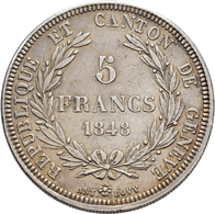 Schweiz: Genf: 5 Francs 1848, HMZ 2-364a, 25,78 G, Auflage: 1.176 Exemplare, Kleine Kratzer Und Klei - Andere & Zonder Classificatie