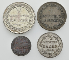 Schweiz: Graubünden-Kanton: Lot 4 Stück; 5 Batzen 1807, 1 Batzen 1820, 1/2 Batzen 1842, 1/6 Batzen 1 - Other & Unclassified