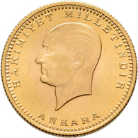 Türkei - Anlagegold: 100 Kurush 1923/37, Gold 917/1000, 7,22 G, KM# 855, Friedberg 205 (91), Vorzügl - Turkey