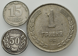 Ukraine: Lot 3 Proben/Essai: 15 Kopeken 1992 Vermutlich Aus Nickel; 50 Kopeken 1992, 1 Grivna 1992. - Oekraïne