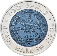 Österreich: 25 Euro 2003 700 Jahre Stadt Hall. Silber-Niob-Legierung. Die Erste Gedenkmünze Mit Nomi - Autriche