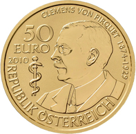 Österreich - Anlagegold: 50 Euro 2010 Baron Clement Von Pirquet. KM# 3194, Fb 953. In Kapsel, Schatu - Oesterreich