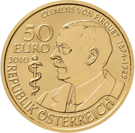 Österreich - Anlagegold: Lot 3 Goldmünzen: 50 Euro 2010 Baron Clement Von Pirquet. KM# 3194, Fb 953. - Austria