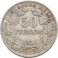 Umlaufmünzen 1 Pf. - 1 Mark: 50 Pfennig 1900 J, Jaeger 15, Sehr Schön. - Taler & Doppeltaler