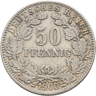 Umlaufmünzen 1 Pf. - 1 Mark: 50 Pfennig 1900 J, Jaeger 15, Sehr Schön. - Taler En Doppeltaler