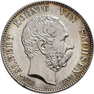 Sachsen: Albert 1873-1902: 2 Mark 1902 E, Auf Seinen Tod, Jaeger 127, Feine Patina, Vorzüglich-Stemp - Taler En Doppeltaler