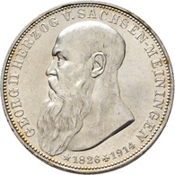 Sachsen-Meiningen: Georg II. 1866-1914: 3 Mark 1915 , Auf Seinen Tod, Jaeger 155, Kleine Kratzer, Vo - Taler Et Doppeltaler