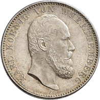 Württemberg: Karl 1864-1891: 2 Mark 1876 F, Jaeger 172, Selten In Dieser Erhaltung, Prachtexemplar, - Taler Et Doppeltaler