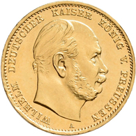 Preußen: Wilhelm I. 1861-1888: 10 Mark 1874 A, Jaeger 245, 3,98 G, Gold 900/1000, Vorzüglich-Stempel - Pièces De Monnaie D'or
