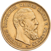 Preußen: Friedrich III. 1888: 10 Mark 1888 A, Jaeger 247, 3,96 G, 900/1000 Gold, Sehr Schön. - Gold Coins