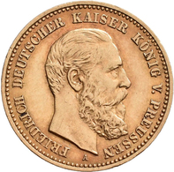 Preußen: Friedrich III. 1888: 10 Mark 1888 A, Jaeger 247, 3,97 G, 900/1000 Gold, Sehr Schön. - Gold Coins