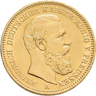 Preußen: Friedrich III. 1888: 20 Mark 1888 A, Jaeger 248, Gold 900/1000, 7,94 G, Kl. Kratzer, Sehr S - Goldmünzen