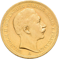 Preußen: Wilhelm II. 1888-1918: 20 Mark 1889 A, Jaeger 250, Gold 900/1000, 7,94 G, Kl. Kratzer, Sehr - Goldmünzen