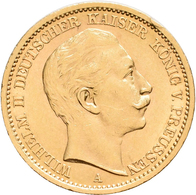 Preußen: Wilhelm II. 1888-1918: 20 Mark 1906 A, Jaeger 252, Gold 900/1000, 7,96 G, Kratzer, Sehr Sch - Gold Coins