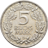 Weimarer Republik: Lot 2 Stück; 5 Reichsmark 1925 D Und 3 Reichsmark 1925 A, Rheinlande, Jaeger 321, - Other & Unclassified