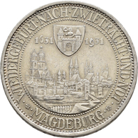 Weimarer Republik: 3 Reichsmark 1931 A, Magdeburg, Jaeger 347, Kratzer, Sehr Schön. - Sonstige & Ohne Zuordnung