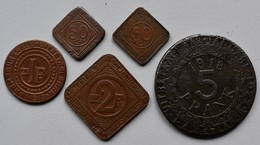 Kolonien Und Nebengebiete: STADT GENT: Lot 5 Münzen: 2 X 50 Centiemen 1915 (J. N612), 1 X 1 Frank 19 - Autres & Non Classés