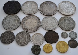 Alle Welt: Kleines Lot Diverse 18 Alte Münzen, Dabei: 40 Reis 1822, Philippinen 1 Peso 1908, Frankre - Autres & Non Classés