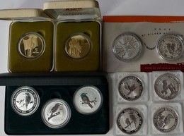 Australien: Kleine Sammlung An 11 Münzen. Dabei 8 X 1 OZ Kookaburra, 1 X Känguru Und 2 X 5 Dollars M - Autres & Non Classés