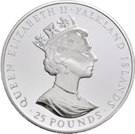 Falkland Inseln: 25 Pounds 1992, 400th Anniversary Of First Sighting, Silber 925/1000, 155,58 G, KM# - Falklandeilanden