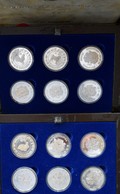 Singapur: Silver Proof Lunar Set Bestehend Aus 12x10 Dollars 1981-1992, Mit Zertifikaten,Verpackung - Singapour