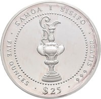 West Samoa: 25 Tala 1987, America's Cup - Perth Australia, Silber 999/1000, 155,5 G, KM#67, Polierte - Samoa