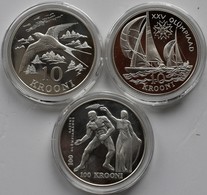 Estland: Lot 3 Münzen: 10 Krooni 1992 Schwalbe + Olympiade Sowie 100 Krooni 1996 Olympiade. Teils An - Estonie