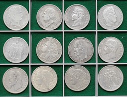 Frankreich: Lot 12 X 5 Francs; 1811 A, 1823 K, 1830 A, 1833 A, 1848 A, 1850 A, 1852 A, 1856 A, 1868 - Sonstige & Ohne Zuordnung