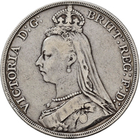 Großbritannien: Victoria 1837-1901: Lot 4 Stück; Crown 1847, 1887, 1893 LVII Und 2 Florin 1887, Sehr - Sonstige & Ohne Zuordnung