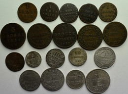 Polen: Königreich, Lot 19 Münzen 19. Jahrhundert (1811-1848), Dabei: Diverse Grosz Münzen, Doppelwäh - Pologne