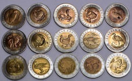 Russland: Sammlung 15 X Diverse Rubel Münzen (5/10/50) Natur / Tiere / Wildlife (Krasnaja Kniga / Ro - Russie