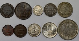 San Marino: Lot 10 Münzen 1869-1937, Dabei Z.B. 1 Lira 1898 KM# 4 Oder 20 Lire 1932 KM# 11. - Saint-Marin