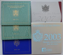 Euromünzen: Lot 5 KMS Aus Vatikan Und San Marino, Dabei: Vatikan 1 X 2007 + 2 X 2010; San Marino 1 X - Autres & Non Classés
