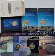Andorra: Lot 7 Diverse 2 Euro Gedenkmünzen: 3 X 2014, Davon 1x Polierte Platte; 2 X 2015, 2 X 2016. - Andorra