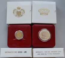 Monaco: Lot 4 Münzen Aus Monaco, Dabei: 2 X 2 Euro 2010 Pp (KM# 195) Sowie 2 X 10 Euro 2012 - 400 Ja - Monaco